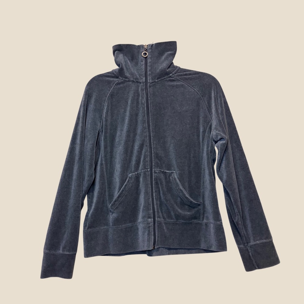 Everlast Velour Full Zip Jacket Women Large Charcoal Athletic Pockets Y2K Street